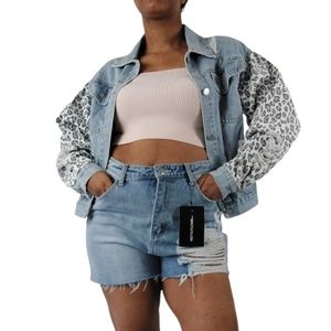 Pretty Little Thing Light Blue Wash Distressed Denim Mom Shorts